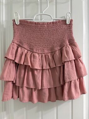 idem ditto Tiered Smocked Mini Skirt Dusty Rose S Barbiecore Coquette Dollette